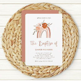 Orange Terracotta Boho | Regnbågsbaptism Inbjudningar