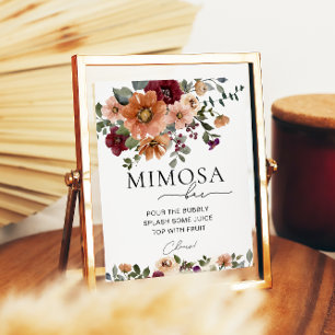 Orange Terracotta Burgundy Blommigt Mimosa Pub Poster