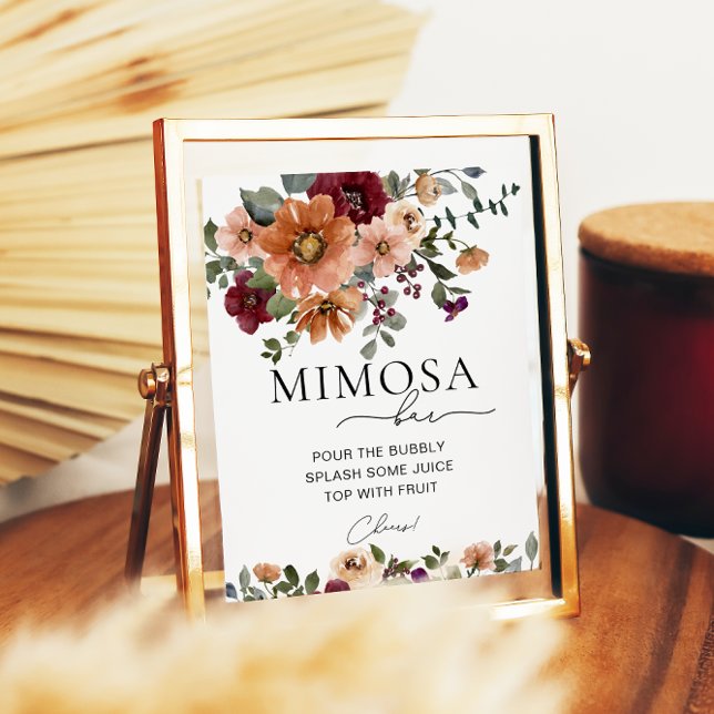 Orange Terracotta Burgundy Blommigt Mimosa Pub Poster (Skapare uppladdad)