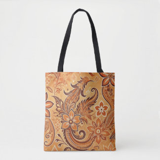 Orange Terracotta indonesiskt batik-Blommönster Tygkasse