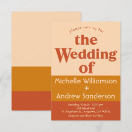 Orange Terracotta Modern Retro 3,5 x 5 Inbjudningar