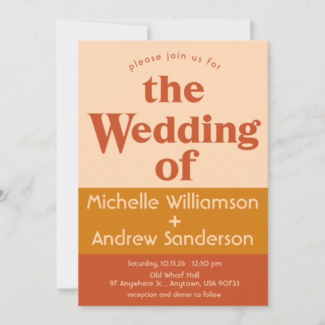 Orange Terracotta Modern Retro 5x7 Inbjudningar (Framsida)