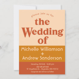 Orange Terracotta Modern Retro 5x7 Inbjudningar