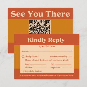 Orange Terracotta Modern Retro QR-kod OSA Kort