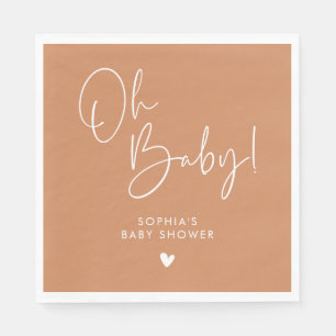 Orange Terracotta Oh Baby Modern Boho Baby Shower Pappersservett