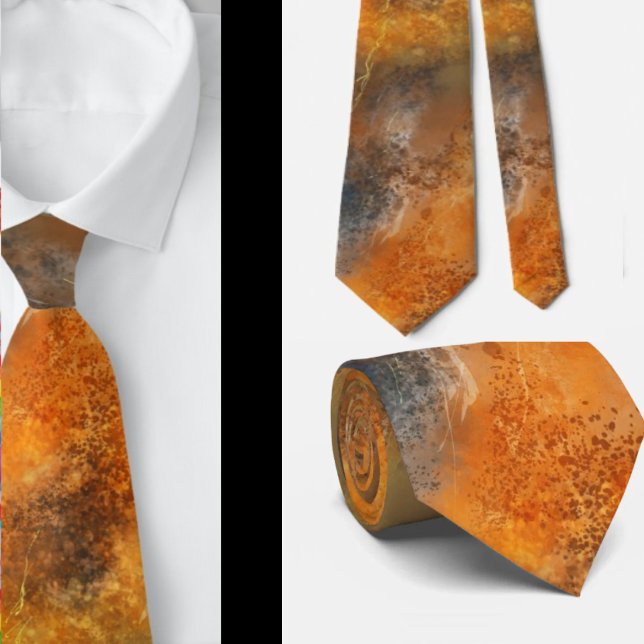 Orange Terracotta Rust Brown Grått Abstrakt Slips (Skapare uppladdad)