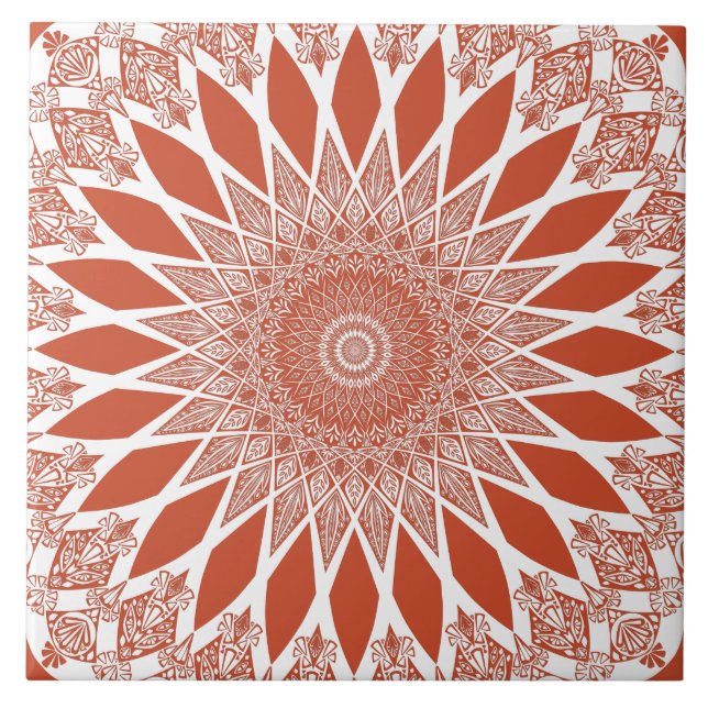 Orange Terracotta Tristyns Mandala Kakelplatta (Framsidan)