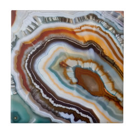 Orange Terracotta White Black Blue Agate Geode Kakelplatta
