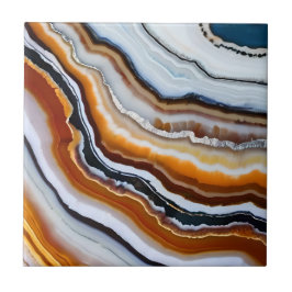 Orange Terracotta White Black Blue Agate Geode Kakelplatta
