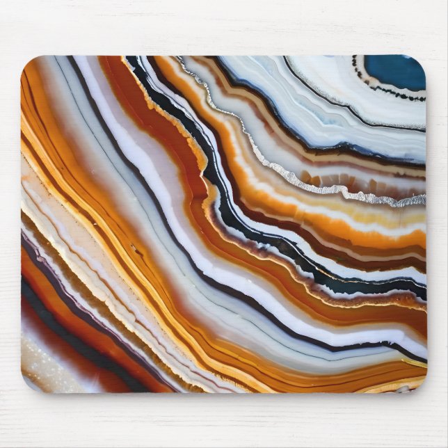 Orange Terracotta White Black Blue Agate Geode Musmatta (Framsidan)