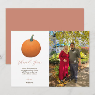 Orange Terrakotta Höst Pumpkin Baby Shower Foto Tack Kort