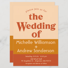 Orange Terrakotta Modern Retro 6,5x8,75 Inbjudningar