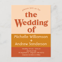 Orange Terrakotta Modern Retro Inbjudan Vykort