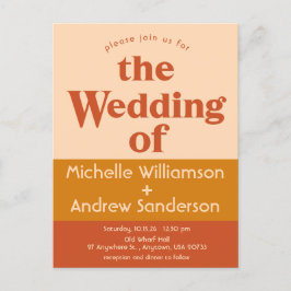 Orange Terrakotta Modern Retro Inbjudan Vykort