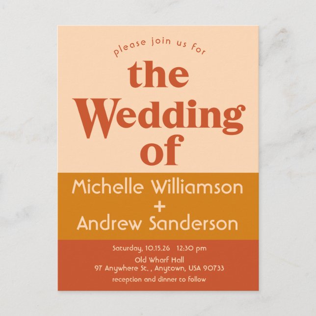 Orange Terrakotta Modern Retro Inbjudan Vykort (Framsida)