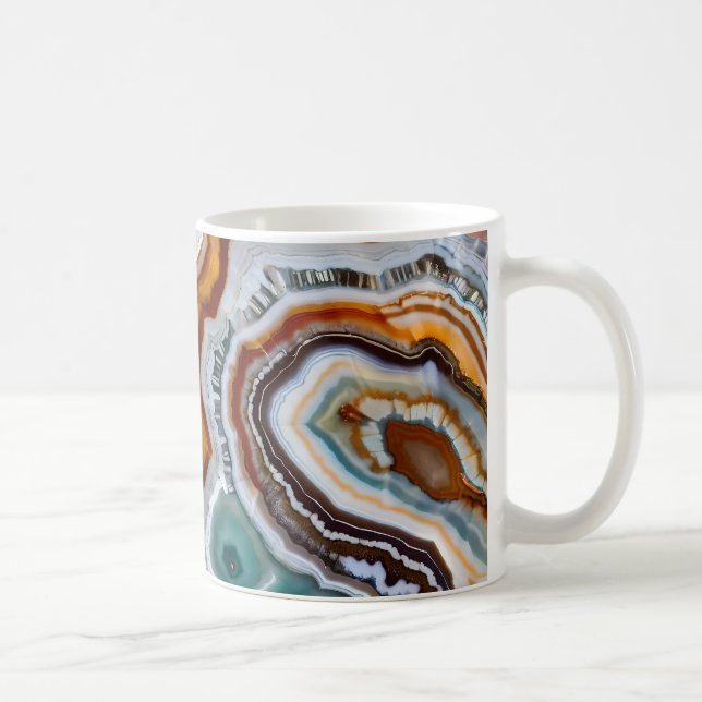 Orange Terrakotta Vit Svart Blå Agat Geod Kaffemugg (Höger)