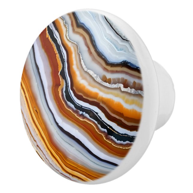 Orange Terrakotta Vit Svart Blå Agat Geod Knopp (Höger)