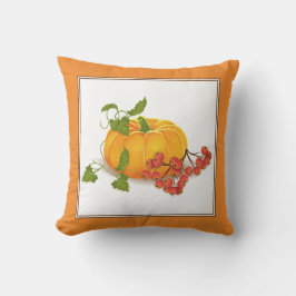 Orange, Thanksgiving, bär, löv Kudde