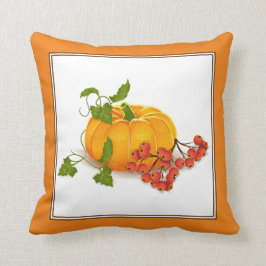 Orange, Thanksgiving, bär, löv Kudde