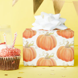 Orange thanksgiving pumpa vattenfärg mönstrad med presentpapper