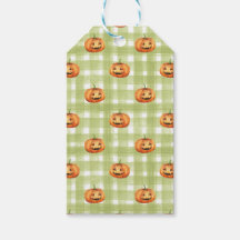 ORANGE THANKSGIVING PUMPKINS GRÖNT WHITE PLAID