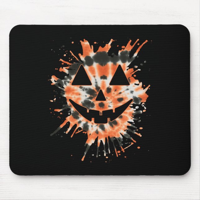 Orange Tie Dye Jack o lantern Ansikte - Hippie Hal Musmatta (Framsidan)