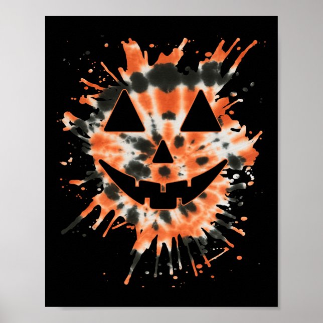 Orange Tie Dye Jack o lantern Ansikte - Hippie Hal Poster (Framsidan)