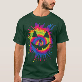 Orange Tie Dye Jack o lantern Ansikte Hippie Hallo T Shirt