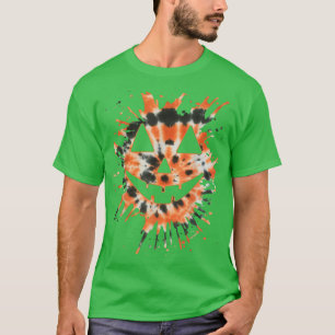 Orange Tie Dye Jack o lantern Ansikte Hippie Hallo T Shirt