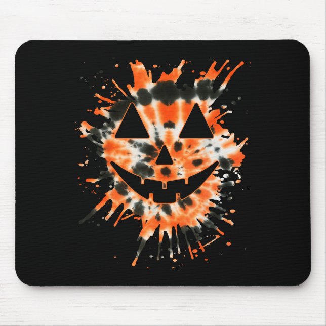 Orange Tie Dye Jack O Lantern Face - Hipe Hallowee Musmatta (Framsidan)