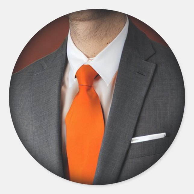 Orange Tie Runt Klistermärke (Framsida)