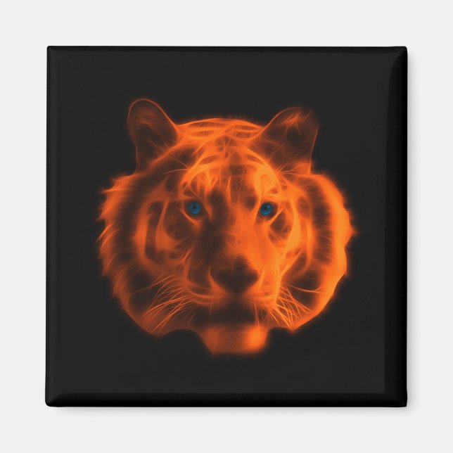 Orange Tiger Ansikte Magnet (Framsidan)