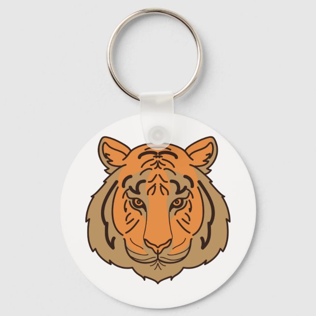 Orange Tiger Ansikte Nyckelring (Framsida)