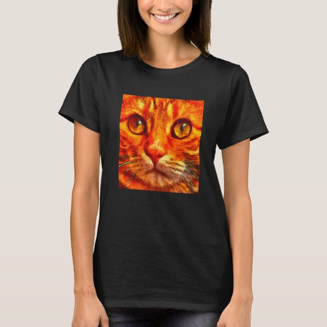Orange Tiger Cat Close Up T Shirt (Framsida)