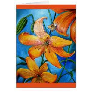 Orange Tiger Lilly Flowers Hälsningskort
