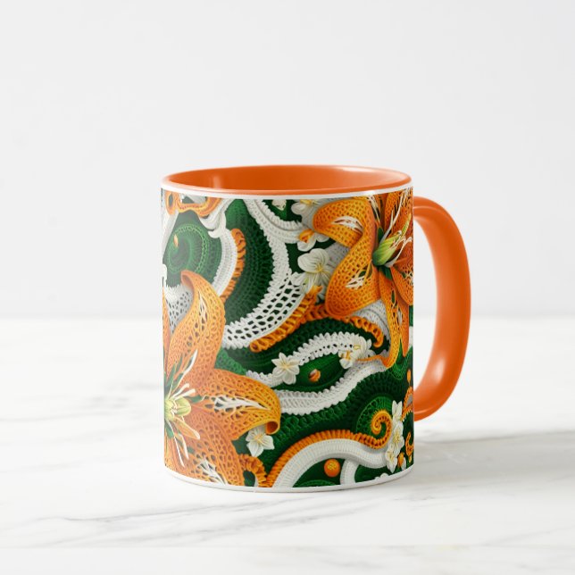 Orange Tiger Lily Crochet Mugg (Framsida höger)