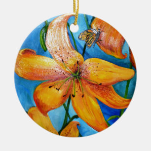 Orange Tiger Lily Julgransprydnad Keramik
