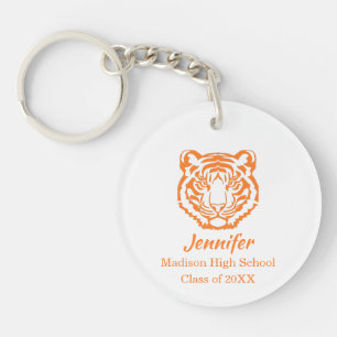 Orange Tiger Mascot Studenten Gift Keychain