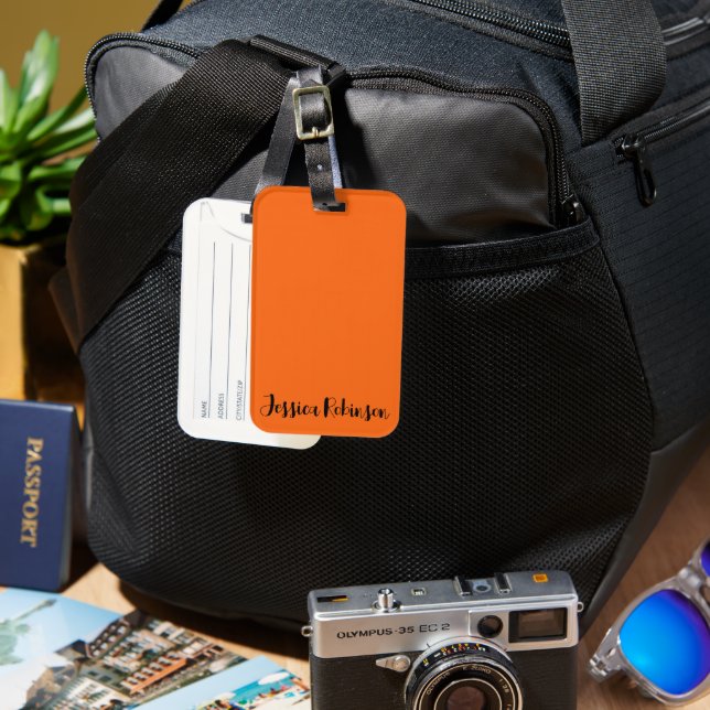 Orange Tiger Solid Färg Bagagebricka (Framsida & Baksida)