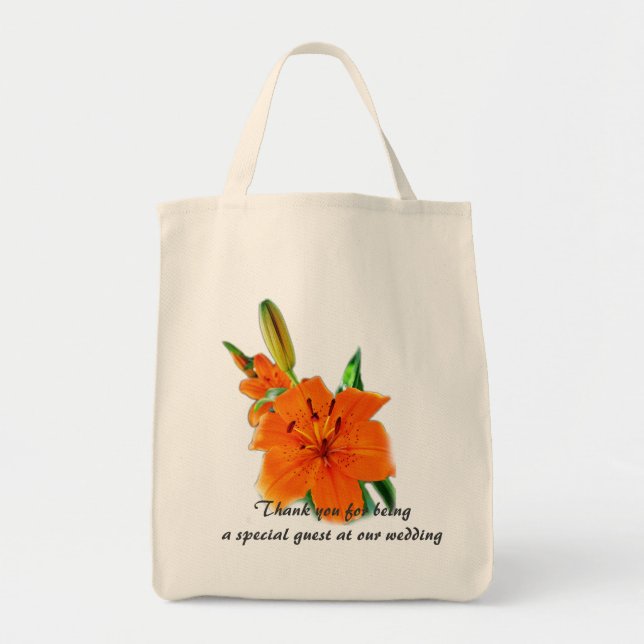 Orange tigerlily trädgårdsblommor tack tygkasse (Framsidan)