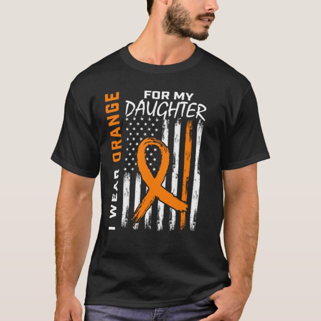 Orange till min dotter Leukemi-medvetenhet om Flag T Shirt (Framsida)