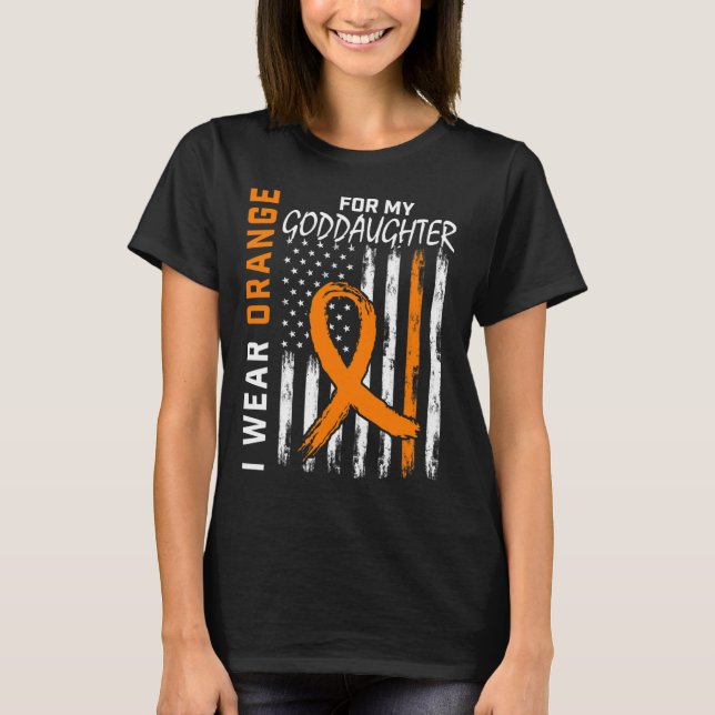 Orange till min guddotter Leukemia Cancer Awarenes T Shirt (Framsida)