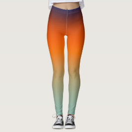Orange till Mint Gradient Livlig Ombre Atletisk Leggings