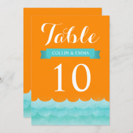 Orange till sjöss Nautilus bröllopsbord nummer Inbjudningar