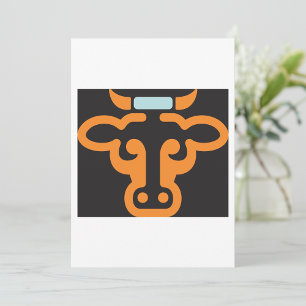 Orange tjurhuvud minimalist ko inbjudningar