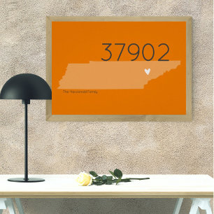 Orange TN Zip-kod Tennessee Disline Heart Poster