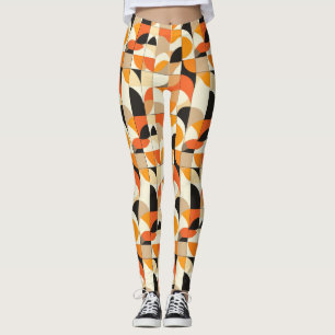 Orange-tonade bindningar av retro-geometrisk Abstr Leggings