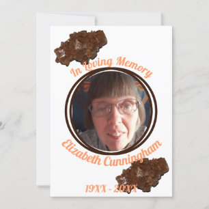 Orange Toned Aragonite Crystal Photo Memorial Card Inbjudningar