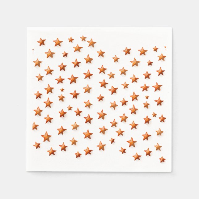 Orange Toner Stars: Födelsedagsfest Napkins Pappersservett (Framsidan)