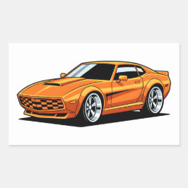 Orange Toon-Fordon Rektangulärt Klistermärke